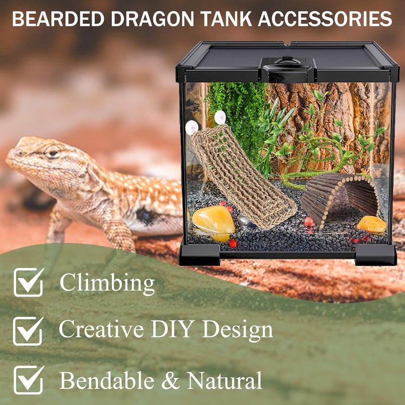 RUNANIA Bearded Dragon Tank Accessories, 10 PCS Reptile Hammock Plants Bridge Jungle Climber Vines for Snakes Bearded Dragon Chameleon Gecko Lizard - Image 4